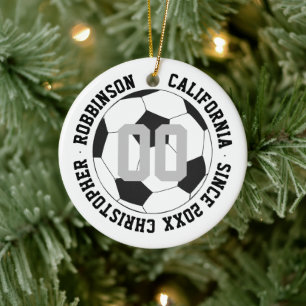 Voetbal Zwart-wit Speler Modern Keramisch Ornament