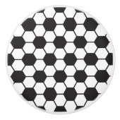 Voetbal Zwart Wit Sportpatroon Keramische Knop (Voorkant)