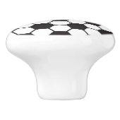 Voetbal Zwart Wit Sportpatroon Keramische Knop (Zijkant)