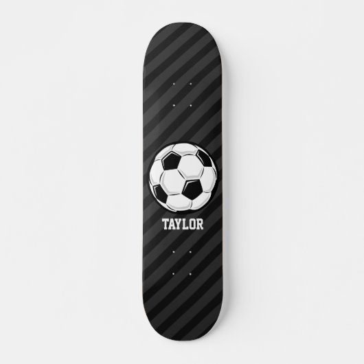 Voetbal; zwarte en donkergrijze strepen skateboard (Voorkant)