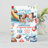 Voetbal Zwembad Feest Verjaardag Kaart (Staand voorkant)