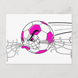 voetbalbal bijtende net meisjes roze briefkaart