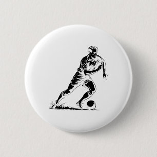 Voetbalbal In Beweging Pixel Art Ontwerp _1  Ronde Button 5,7 Cm
