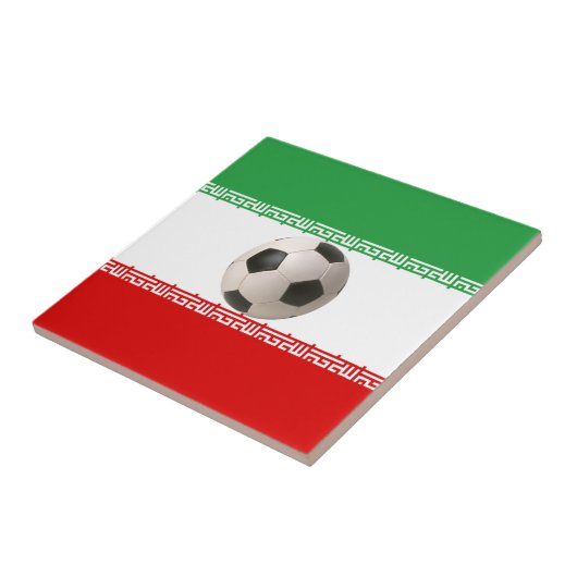 Voetbalbal in het midden van de Iraanse vlag Tegeltje (Zijkant)