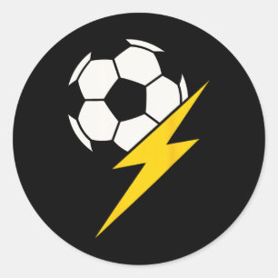 Voetbalbal Met Gele Bliksemschicht Teamcoach Ronde Sticker