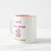 voetbalbal, voetbal-moeder1, CarolTeam mama, Voetb Tweekleurige Koffiemok (Voorkant links)