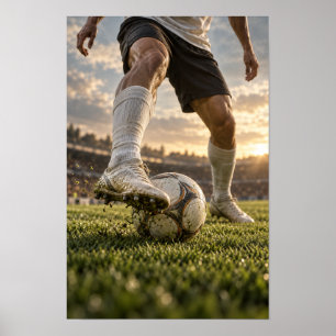 Voetbalbalcontrole Close-up – Gouden Uur Voetbal Poster
