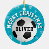 Voetbalballen Kinderen Naam Kerstmis Keramisch Ornament (Achterkant)