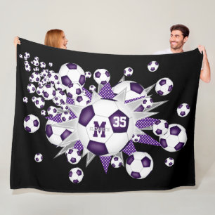 voetbalballen paars grijs sterren meisjes sportrui fleece deken