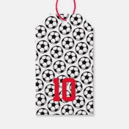 Voetbalballen Wit Zwart Aangepast Nummer Sportteam Cadeaulabel