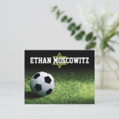 Voetbalbar Mitzvah Flat Bedankt Opmerking (Staand voorkant)