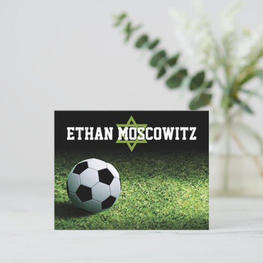 Voetbalbar Mitzvah Flat Bedankt Opmerking (Staand voorkant)