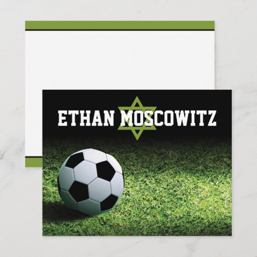 Voetbalbar Mitzvah Flat Bedankt Opmerking (Voorkant / Achterkant)