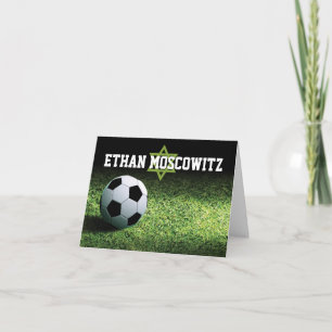 Voetbalbar Mitzvah Opgevouwen Dankjewel Kaart 3