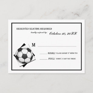 Voetbalbar Mitzvah Zwart en Wit Reageer RSVP Kaartje