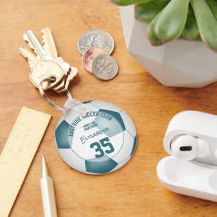 Voetbalclub Gift Ideeën Meisjes Jongens Naam blauw Sleutelhanger