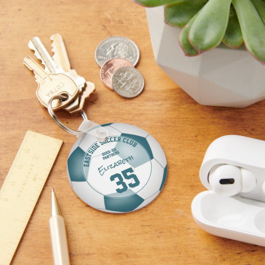 Voetbalclub Gift Ideeën Meisjes Jongens Naam blauw Sleutelhanger (Bureau)