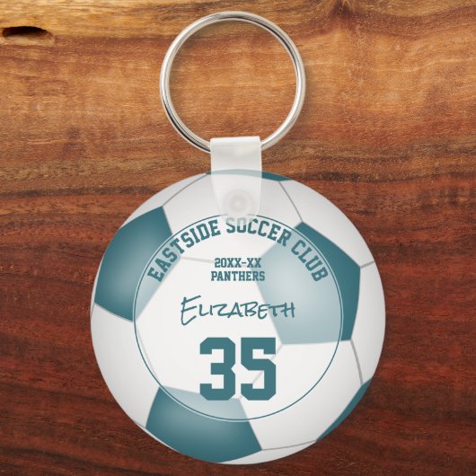 Voetbalclub Gift Ideeën Meisjes Jongens Naam blauw Sleutelhanger (Voorkant)