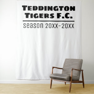 Voetbalclub Presentatie Achtergrond in Wit Wandkleed