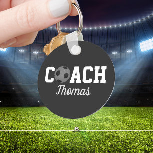 Voetbalcoach Aangepaste Naam Typografie Persoonlij Sleutelhanger