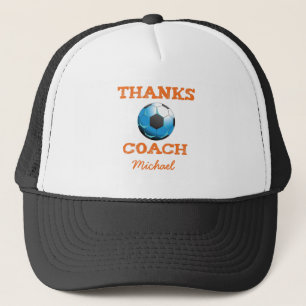 Voetbalcoach Bedankt, Oranje op Teal, Blauwe Stero Trucker Pet