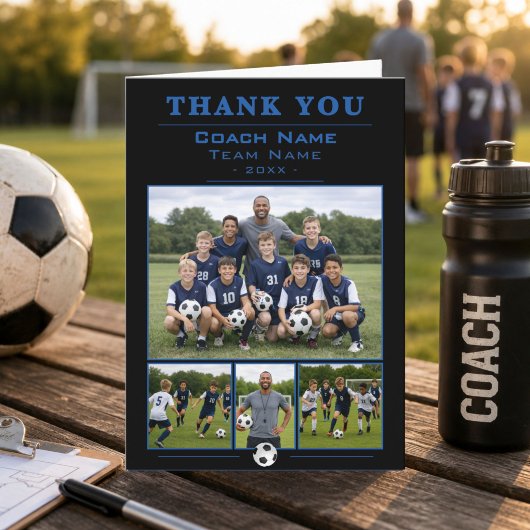 Voetbalcoach Collage Team 4 Foto Bedankkaart