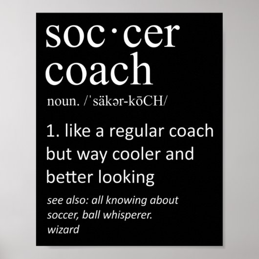Voetbalcoach Definitie Sport Grappige Trainer Poster (Voorkant)