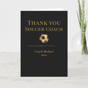 Voetbalcoach Elegant Zwart Goud Team Waardering Bedankkaart