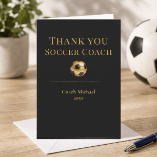 Voetbalcoach Elegant Zwart Goud Team Waardering Bedankkaart