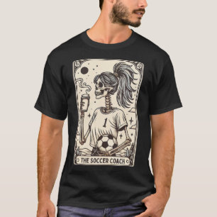 Voetbalcoach Tarotkaart Halloween Skelet Voetbal T-shirt