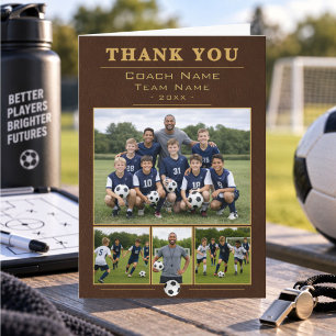 Voetbalcoach Team Nep Leer 4 Foto Collage Bedankkaart