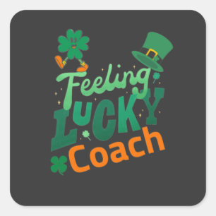 Voetbalcoach voor de dag van de ierse heilige patr vierkante sticker