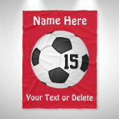 Voetbaldeken met NAAM, NUMMER en TEKST Fleece Deken