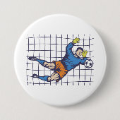 Voetbaldoelman Duikende Redding Ronde Button 7,6 Cm (Voorkant)