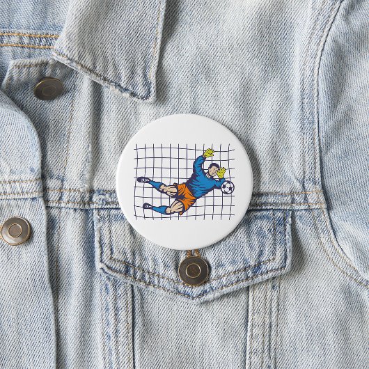 Voetbaldoelman Duikende Redding Ronde Button 7,6 Cm