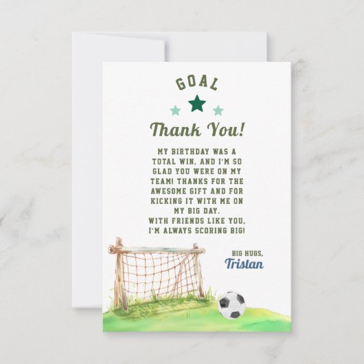 Voetbaldoelpunt Verjaardag Bedankkaart (Voorkant)
