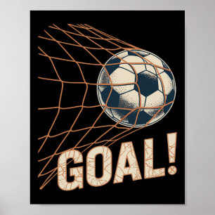 Voetbaldoelpunt Viering Vintage Voetbal Bal In Net Poster