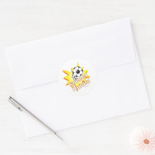 Voetbalfamilie Ronde Sticker (Envelop)