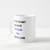 voetbalfan, enthousiaste mok van koffie (Voorkant links)