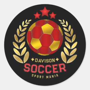 Voetbalfan Geschenken   Levendig Rood Aangepast Lo Ronde Sticker