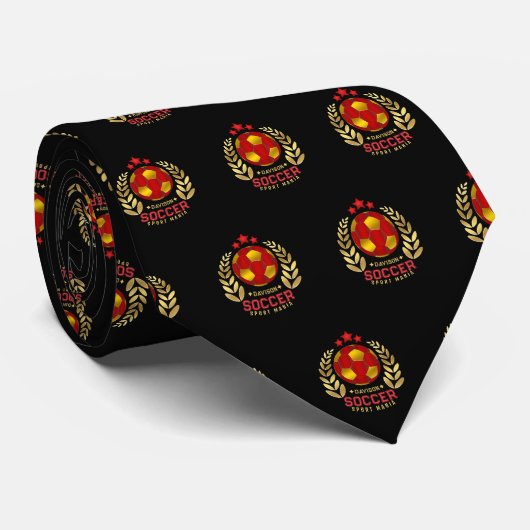 Voetbalfan Geschenken | Levendig Rood Aangepast Lo Stropdas (Opgerold)