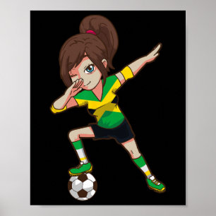 Voetbalfan Jamaica Jamaicaanse vlag meisje Poster