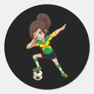 Voetbalfan Jamaica Jamaicaanse Vlag Meisje Ronde Sticker