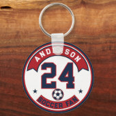 Voetbalfan Naam & Spelernummer Badge Sleutelhanger (Achterkant)
