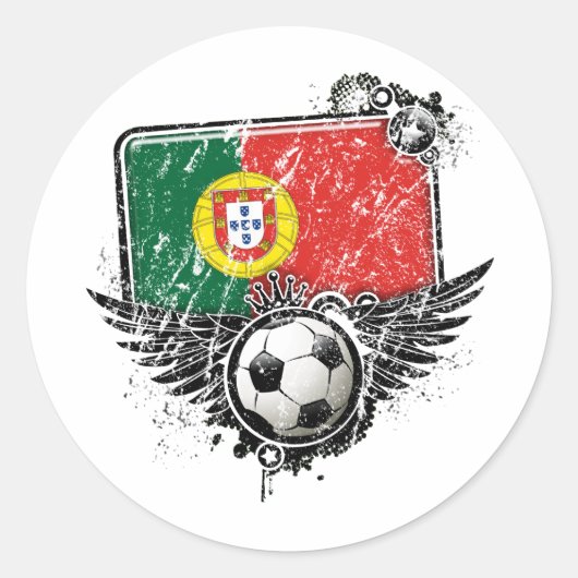 Voetbalfan Portugal Ronde Sticker (Voorkant)