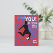 Voetbalfeest Bedankt Briefkaart - Boy Red (Staand voorkant)