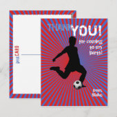 Voetbalfeest Bedankt Briefkaart - Boy Red (Voorkant / Achterkant)