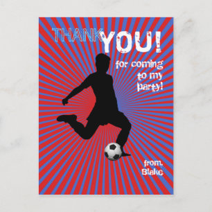 Voetbalfeest Bedankt Briefkaart - Boy Red