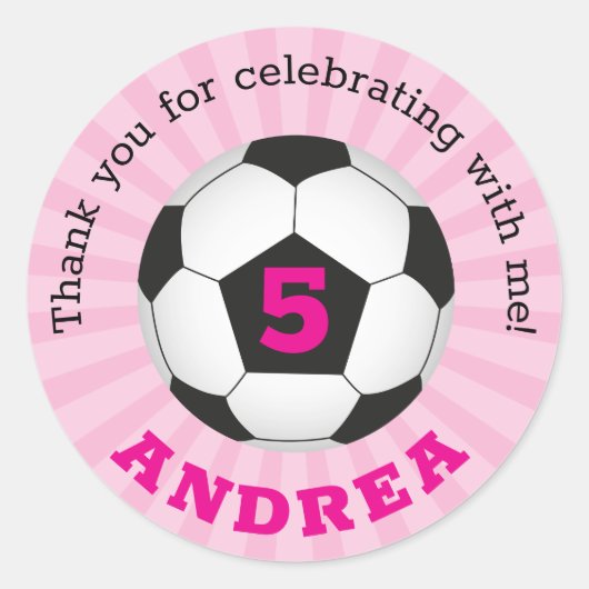 Voetbalfeest Dank je wel Ronde Trekkers Roze Ronde Sticker (Voorkant)