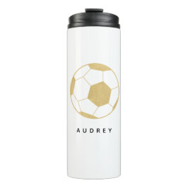 Voetbalfeest Sport Custom Naam Gold Water Bottle Thermosbeker